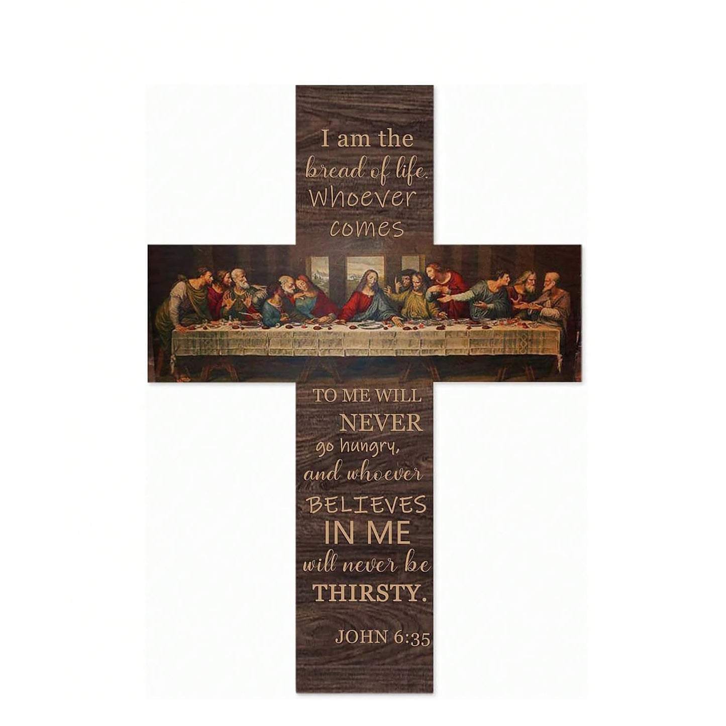 Last Supper Bible Scripture Wooden Cross Wall Decoratio