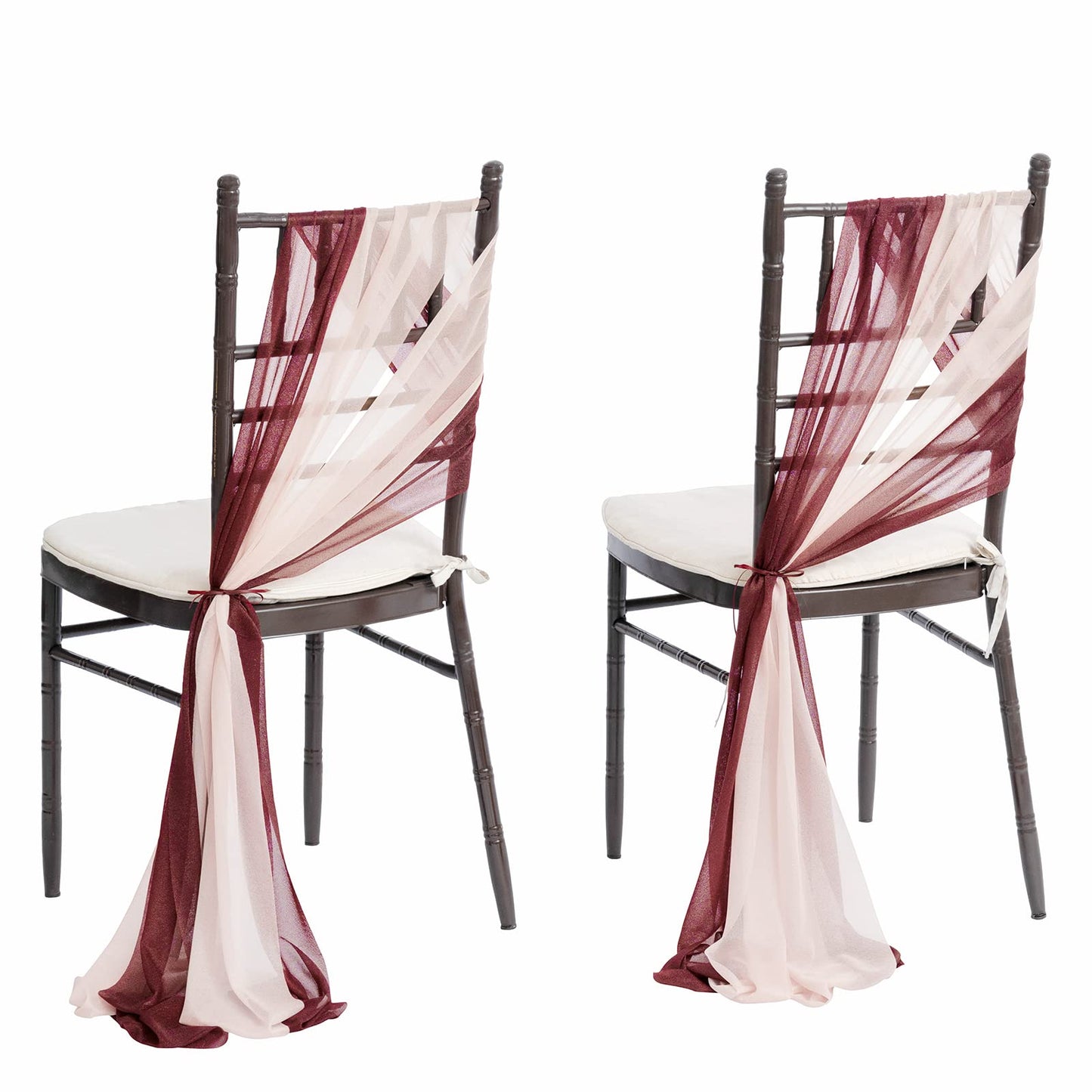 Wedding Chiffon Chair Sashes Cover Aisle Decorations Draping Fabric Wrinkle-Free with Tie