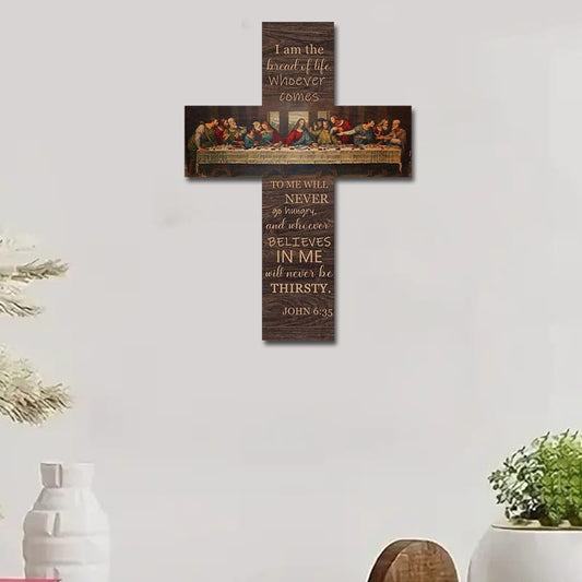 Last Supper Bible Scripture Wooden Cross Wall Decoratio