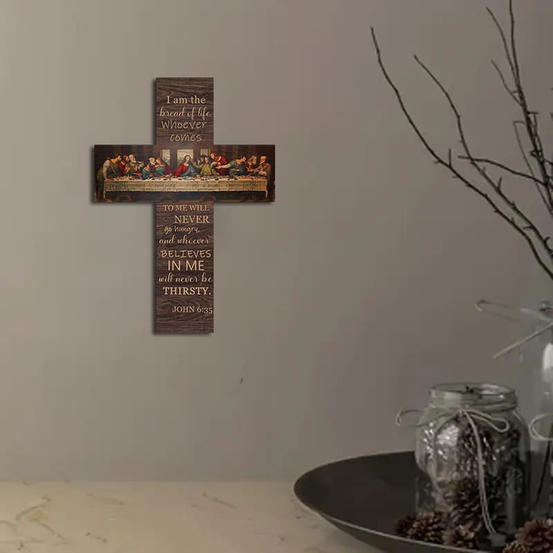 Last Supper Bible Scripture Wooden Cross Wall Decoratio