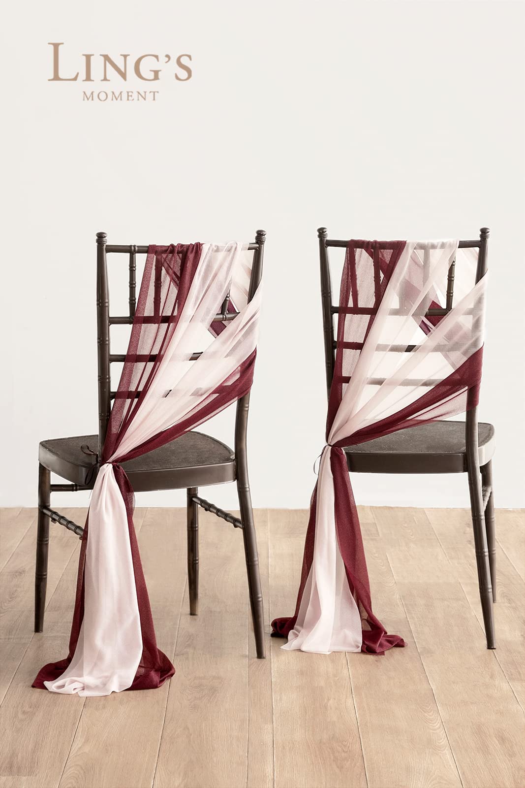 Wedding Chiffon Chair Sashes Cover Aisle Decorations Draping Fabric Wrinkle-Free with Tie