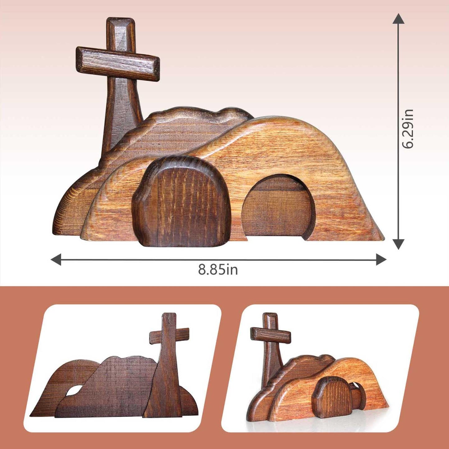Wooden Empty Tomb Easter Scene and Cross