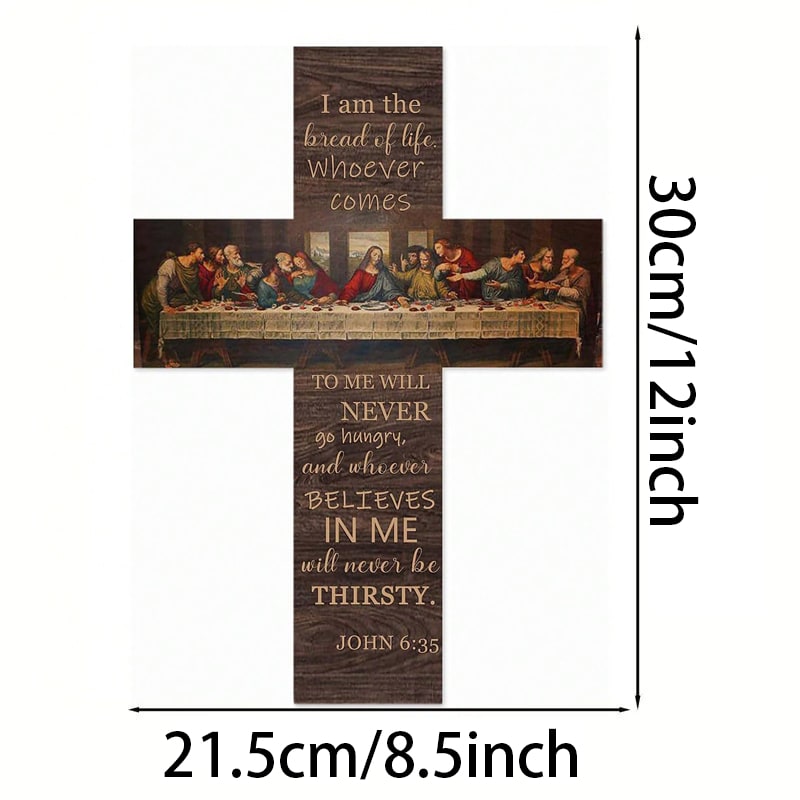 Last Supper Bible Scripture Wooden Cross Wall Decoratio