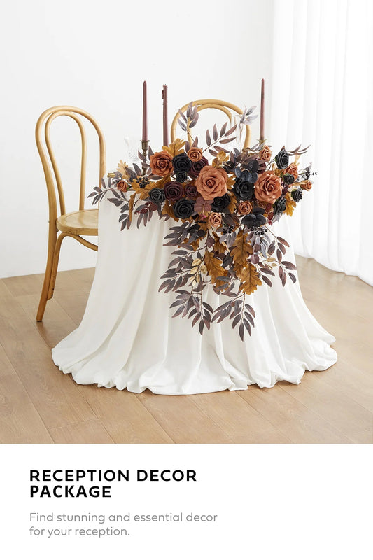 👰Wedding Flower Packages in Black & Pumpkin Orange