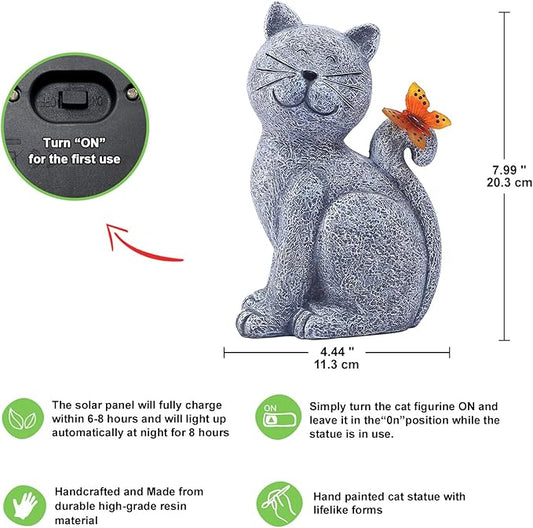 πΌ Handcrafted Solar Garden Cat πΎ β Whimsical Outdoor Decoration