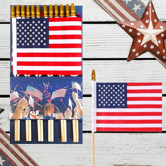 Small American Flags On Stick,Mini American 4''x6'' Flag, Fourth Of July Flags For Outside Patriotic Holiday Yard Patio
