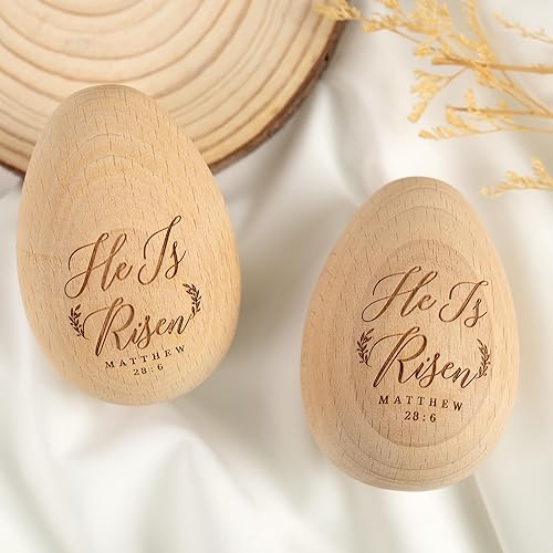 Easter Gifts He Is Risen, Wooden Resurrection Eggs Basket Stuffers For Adults