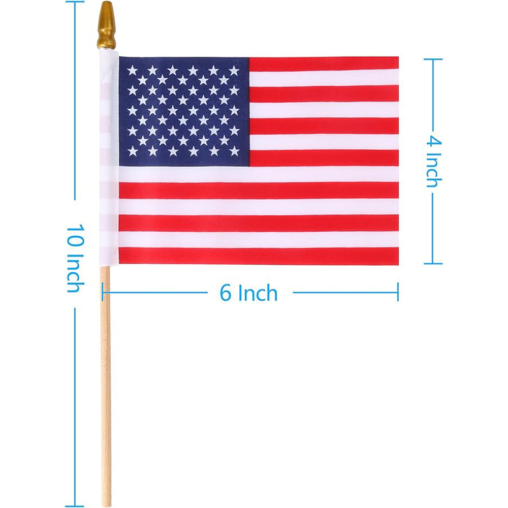 Small American Flags On Stick,Mini American 4''x6'' Flag, Fourth Of July Flags For Outside Patriotic Holiday Yard Patio