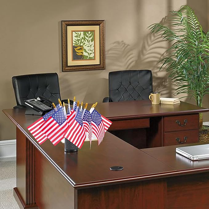 Small American Flags On Stick,Mini American 4''x6'' Flag, Fourth Of July Flags For Outside Patriotic Holiday Yard Patio