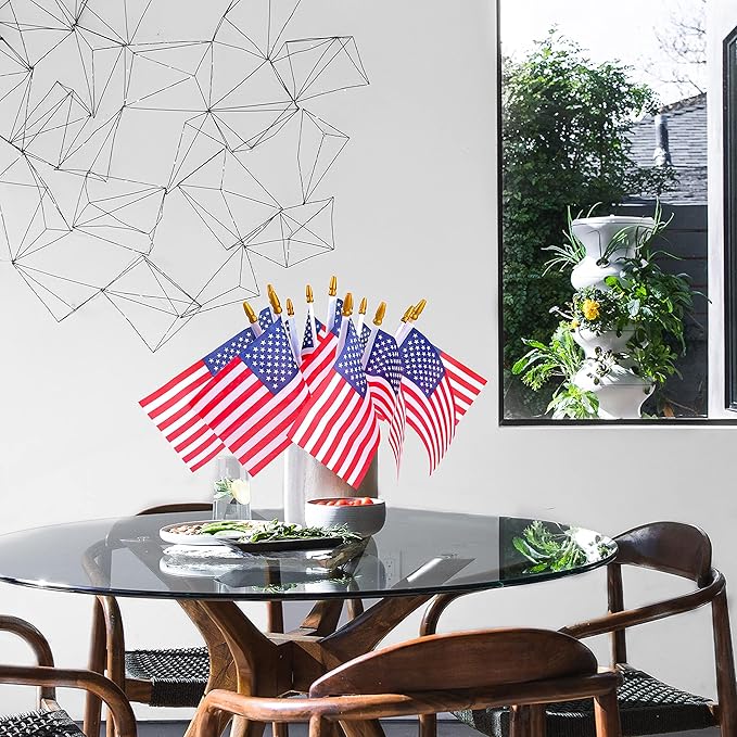 Small American Flags On Stick,Mini American 4''x6'' Flag, Fourth Of July Flags For Outside Patriotic Holiday Yard Patio