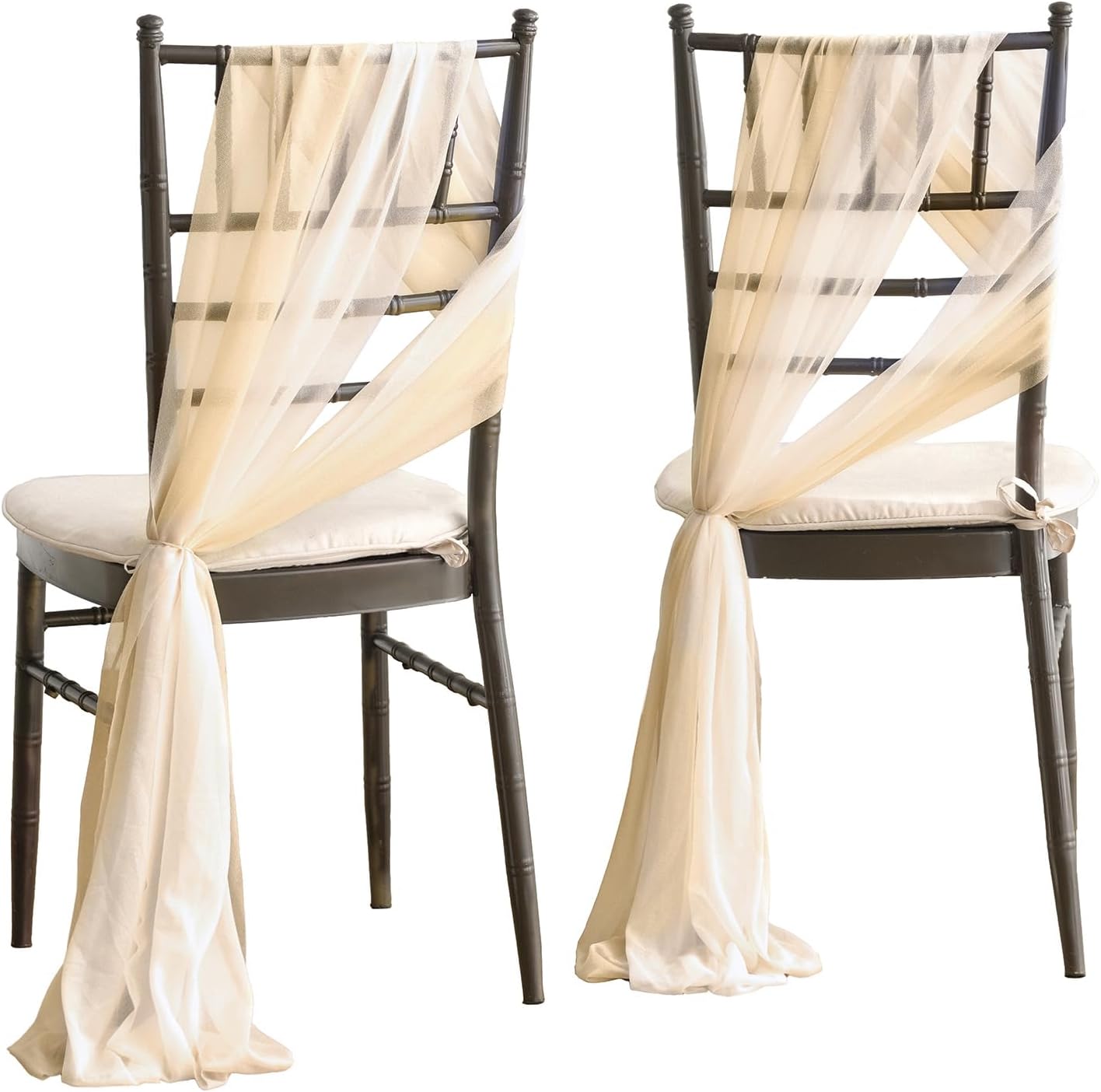 Wedding Chiffon Chair Sashes Cover Aisle Decorations Draping Fabric Wrinkle-Free with Tie