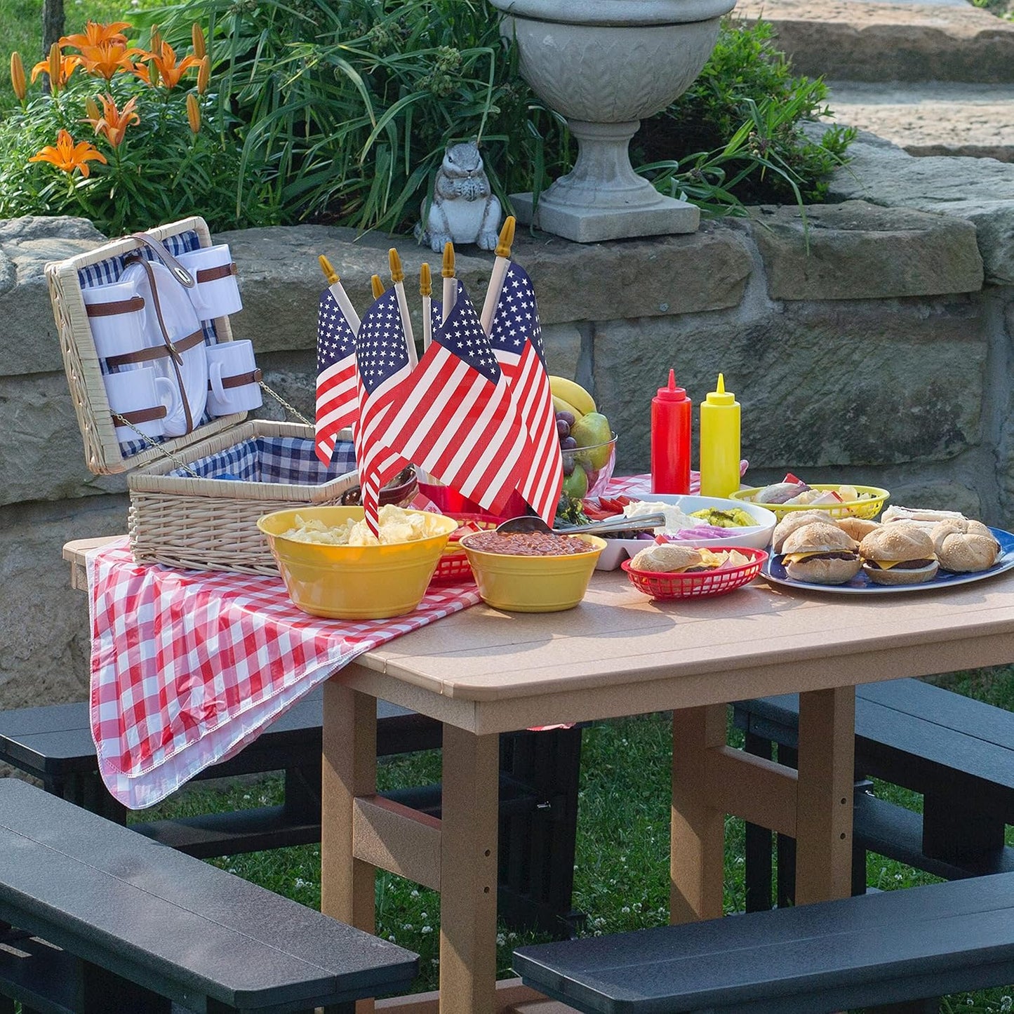 Small American Flags On Stick,Mini American 4''x6'' Flag, Fourth Of July Flags For Outside Patriotic Holiday Yard Patio