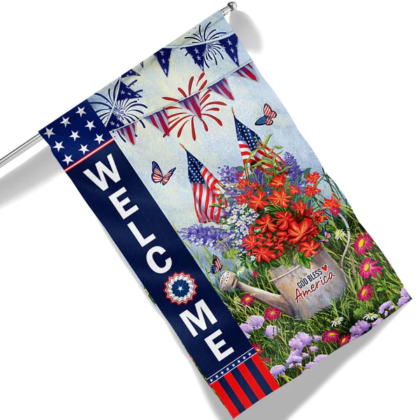 đ¸ Floral Patriotic Garden Banner for Independence Day