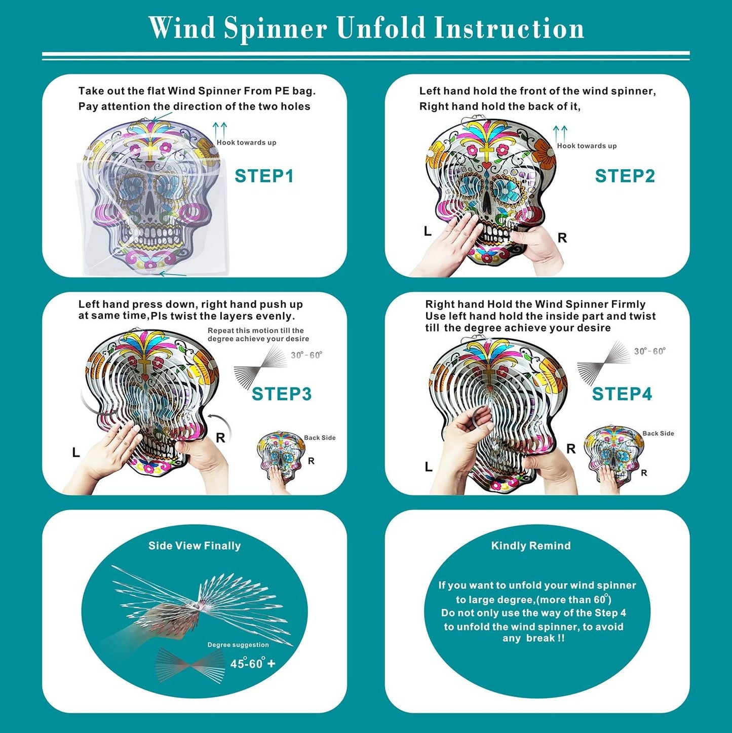 π₯ Summer Sale: 12β³ Sugar Skull Wind Spinner β Metal Garden Ornament ππ¬οΈ