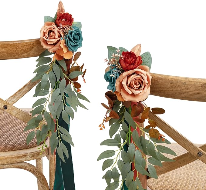 🌸Wedding Artificial Aisle Pew Flowers Chair Decorations Party Outdoor