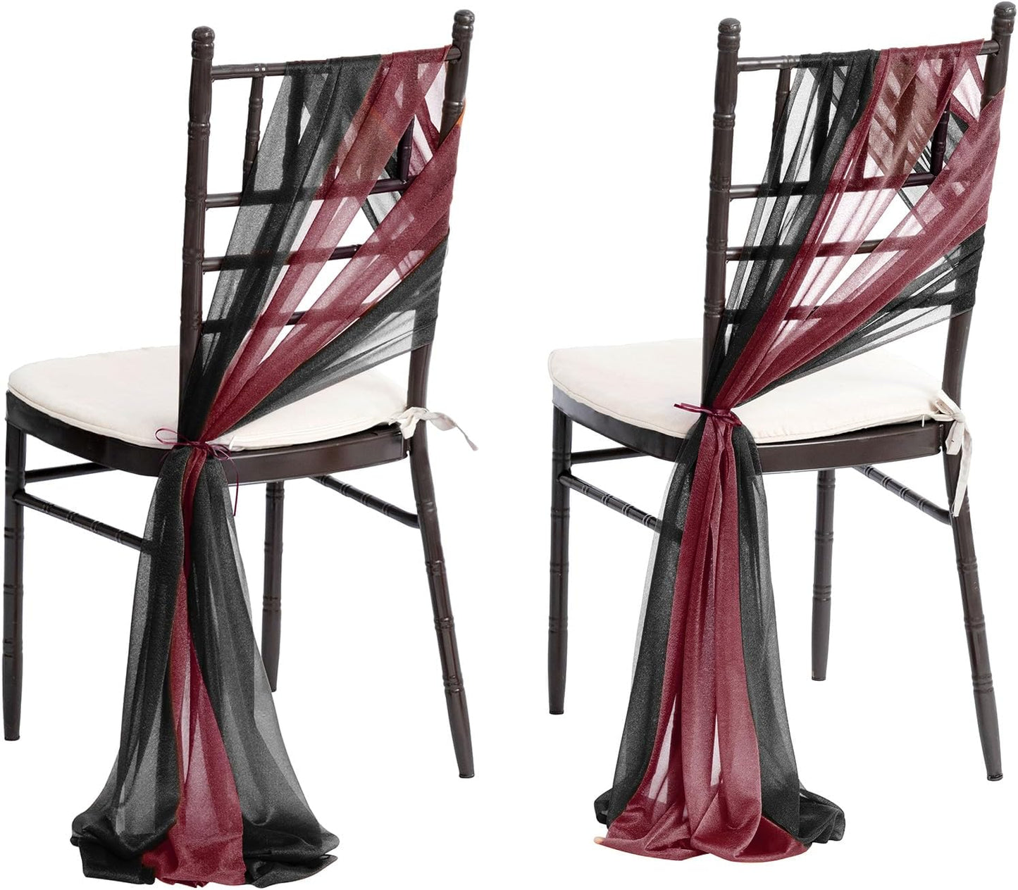 Wedding Chiffon Chair Sashes Cover Aisle Decorations Draping Fabric Wrinkle-Free with Tie