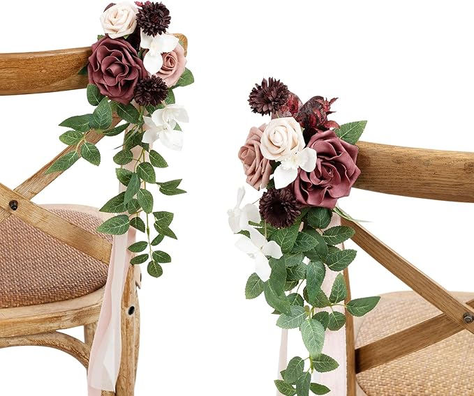 🌸Wedding Artificial Aisle Pew Flowers Chair Decorations Party Outdoor