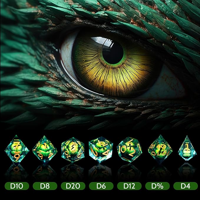 🎲DND Resin Dice Dragon Eye Perfect for D&D 5e & other TTRPGs