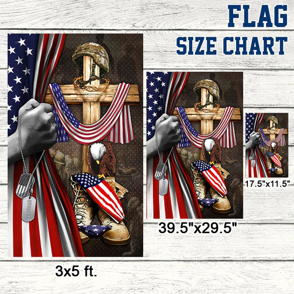 U.S. Veteran Memorial Flag with Christian Cross ✝️