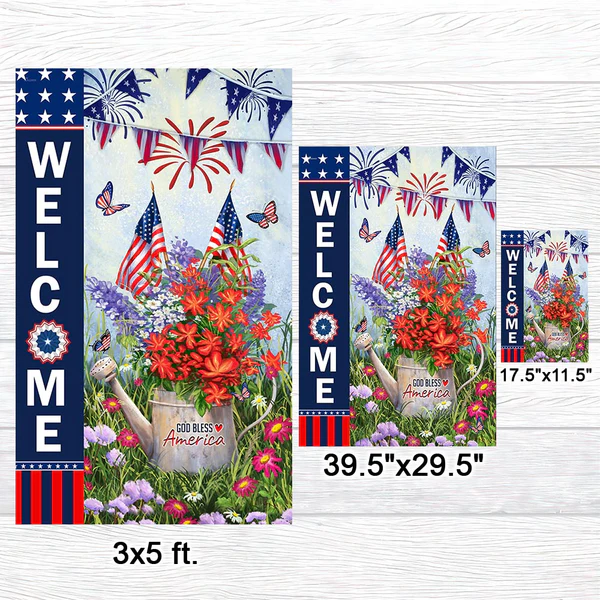 đ¸ Floral Patriotic Garden Banner for Independence Day
