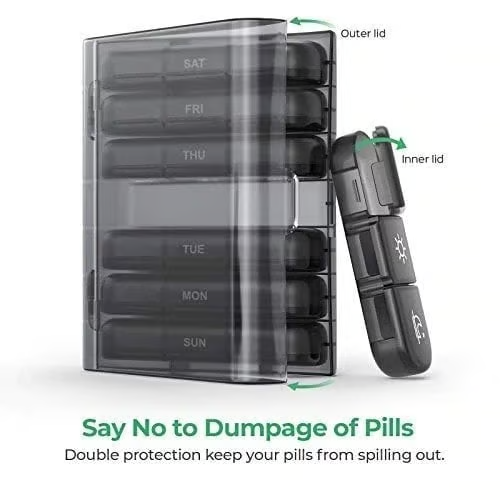 (π₯ Summer Hot Sale - Save 47% OFF) 21 Grid Black Pill Box Sorting Box, Buy 2 Free Shipping 6 Reviews