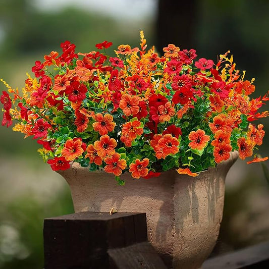 💐12PCS Artificial UV-resistant flowers: suitable for patios, porches and balconies-Orange
