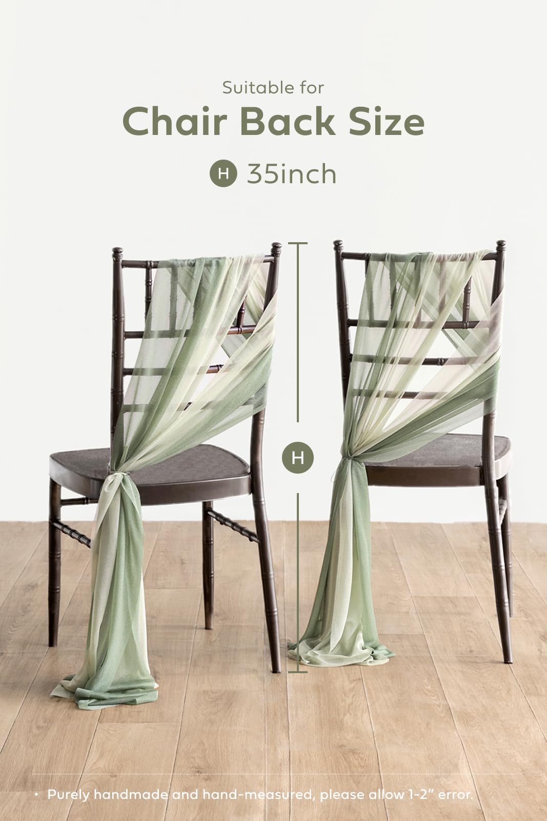 Wedding Chiffon Chair Sashes Cover Aisle Decorations Draping Fabric Wrinkle-Free with Tie