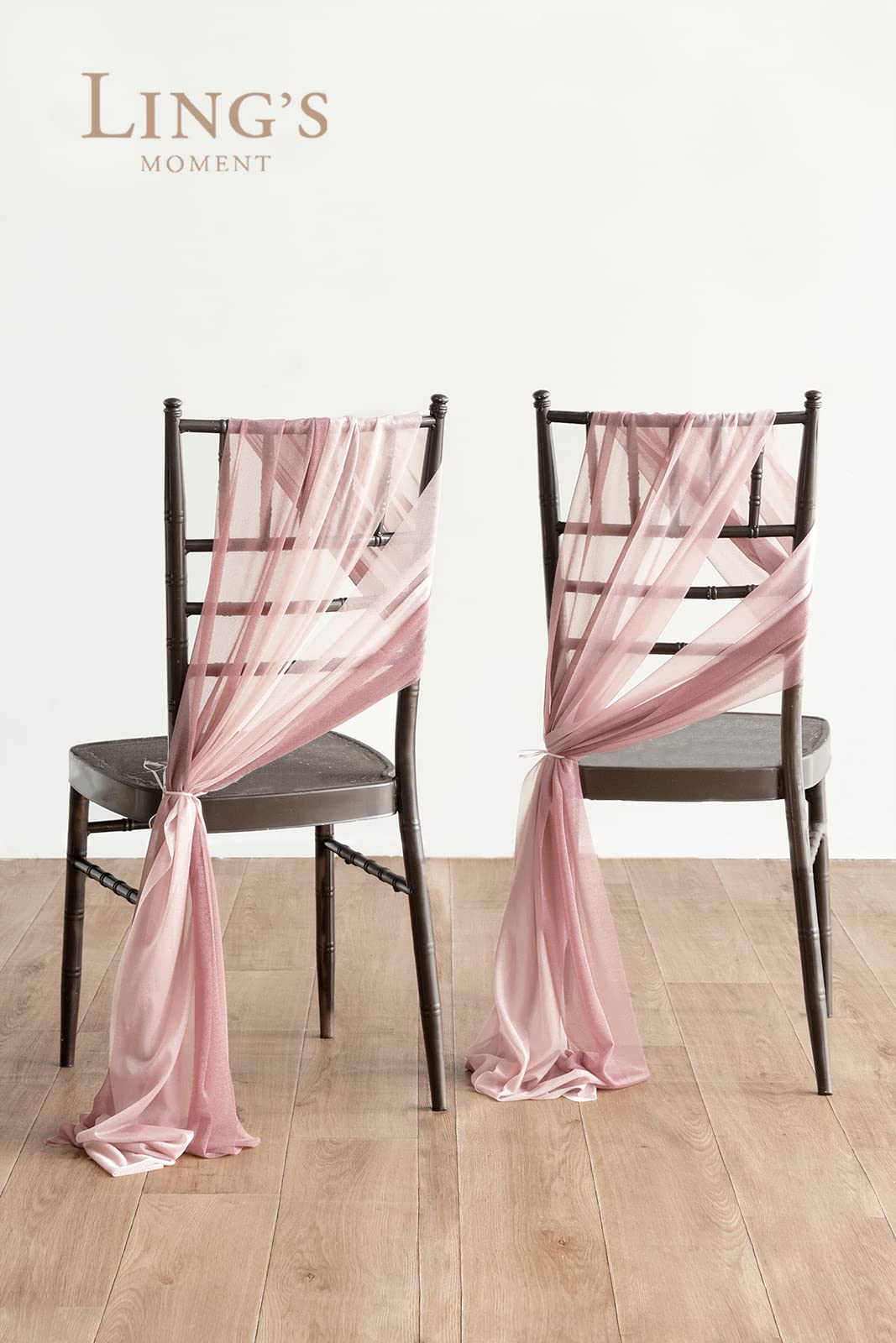Wedding Chiffon Chair Sashes Cover Aisle Decorations Draping Fabric Wrinkle-Free with Tie