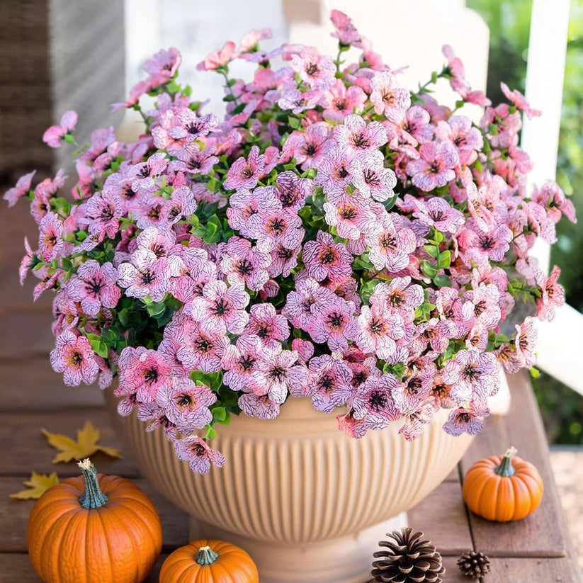 💐12PCS Artificial UV-resistant flowers: suitable for patios, porches and balconies-Pink