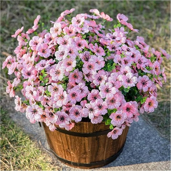 💐12PCS Artificial UV-resistant flowers: suitable for patios, porches and balconies-Pink