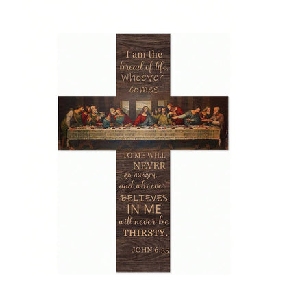 Last Supper Bible Scripture Wooden Cross Wall Decoratio