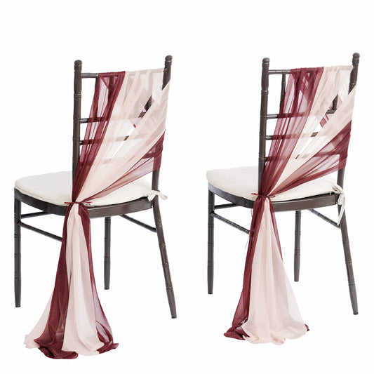 Wedding Chiffon Chair Sashes Cover Aisle Decorations Draping Fabric Wrinkle-Free with Tie