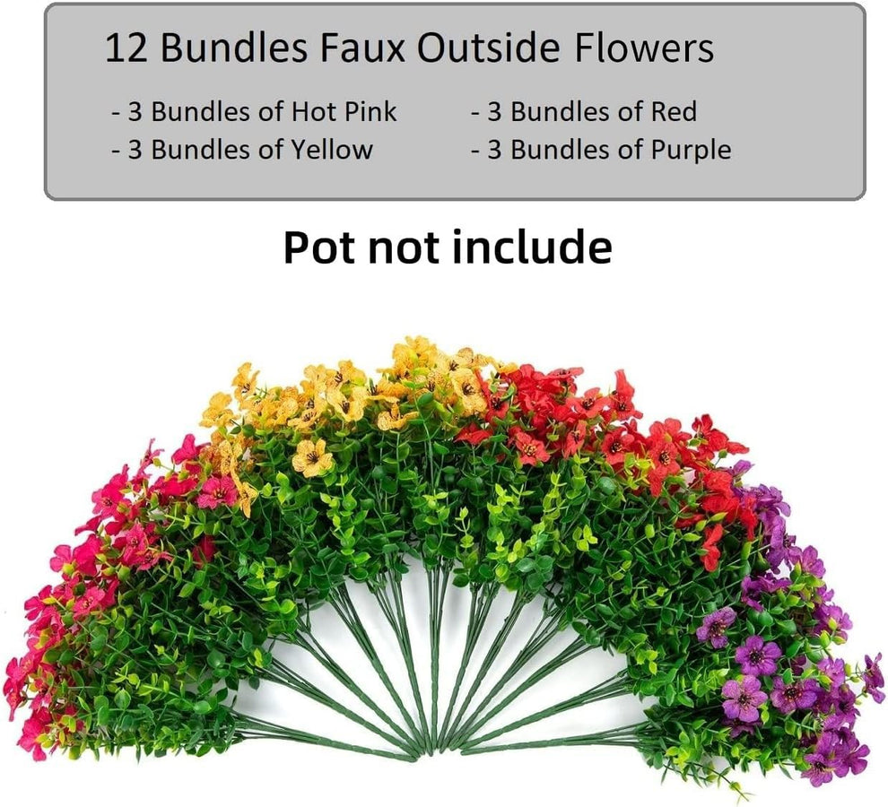 🌺 12 Pcs Artificial Flower Bouquet Mix - Lifelike Faux Flowers for Home Decor, Wedding Centerpieces (No Maintenance)