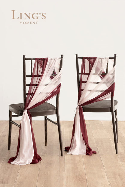 Wedding Chiffon Chair Sashes Cover Aisle Decorations Draping Fabric Wrinkle-Free with Tie