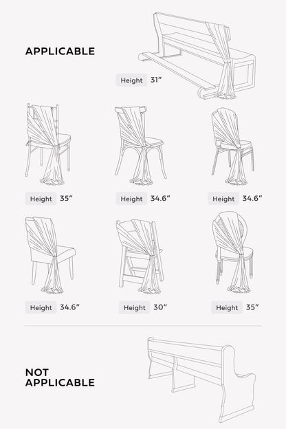 Wedding Chiffon Chair Sashes Cover Aisle Decorations Draping Fabric Wrinkle-Free with Tie