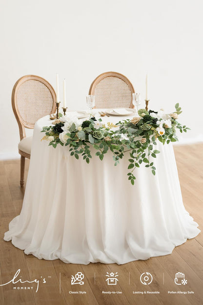 🍃Green Artificial Flower Garland Floral Swags Centerpieces White Wedding Arch Flower