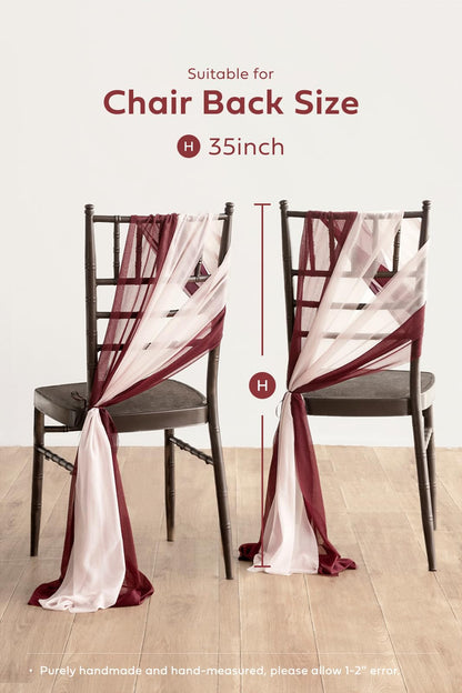 Wedding Chiffon Chair Sashes Cover Aisle Decorations Draping Fabric Wrinkle-Free with Tie