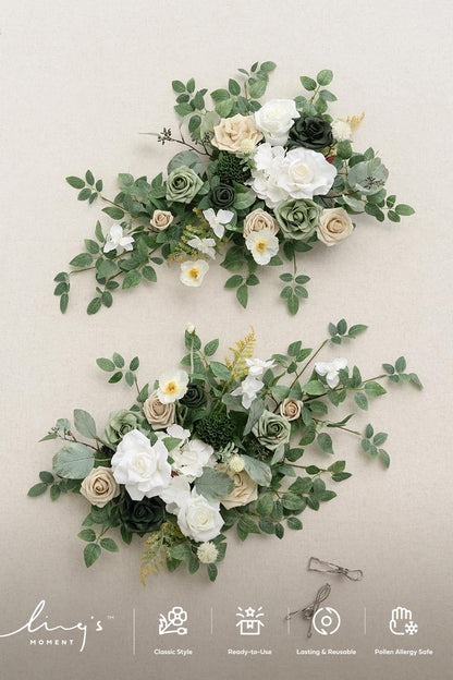 🍃Green Artificial Flower Garland Floral Swags Centerpieces White Wedding Arch Flower
