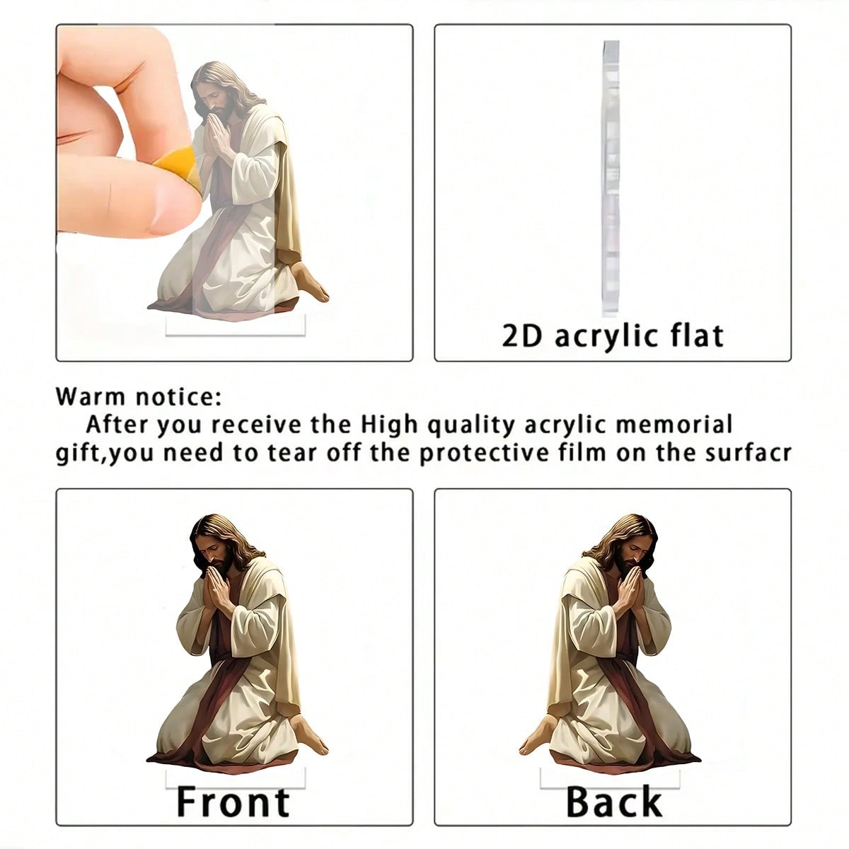 2D Flat Jesus Prayer Acrylic Statue