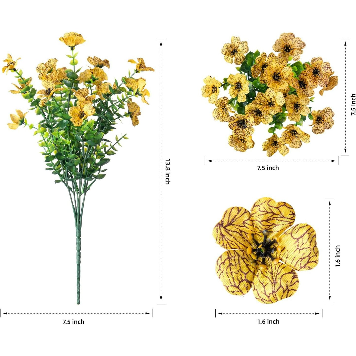 💐12PCS Artificial UV-resistant flowers: suitable for patios, porches and balconies-Orange Yellow