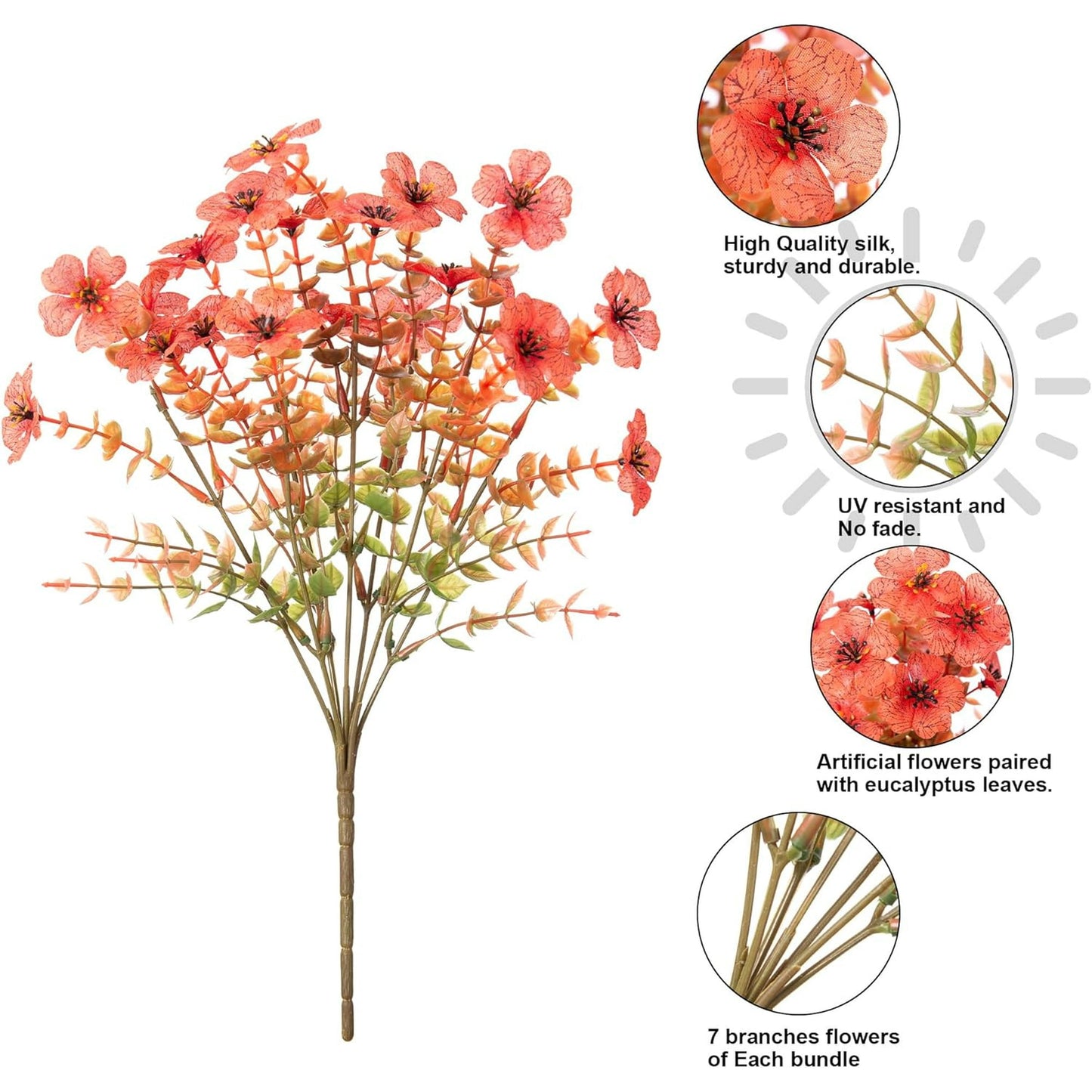 💐12PCS Artificial UV-resistant flowers: suitable for patios, porches and balconies-F Orange Yellow