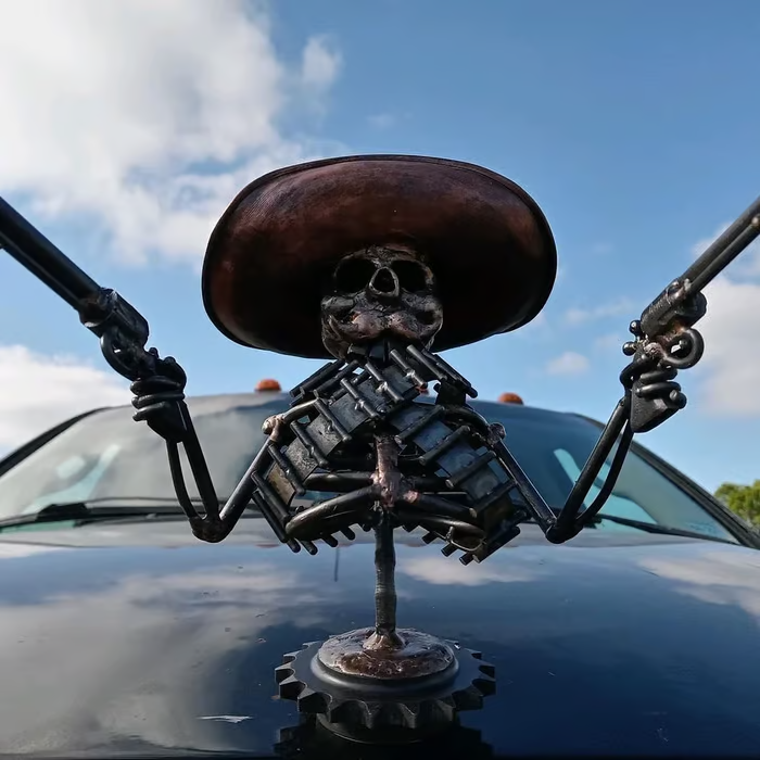 🤠💀 Outlaw Skull Hood Ornament - 50% Off Sale!