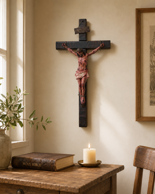 ✝️ Crucifijo de Jesús Bendito tallado a mano