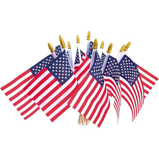 Small American Flags On Stick,Mini American 4''x6'' Flag, Fourth Of July Flags For Outside Patriotic Holiday Yard Patio