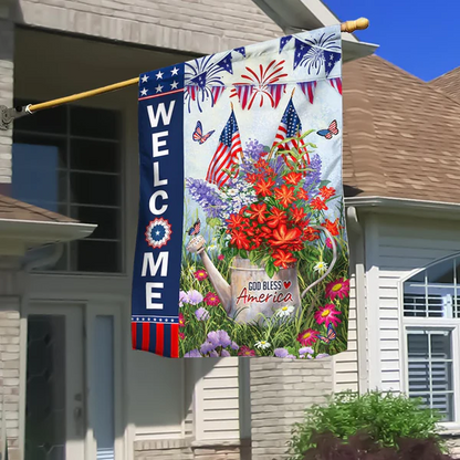 🌸 Floral Patriotic Garden Banner for Independence Day