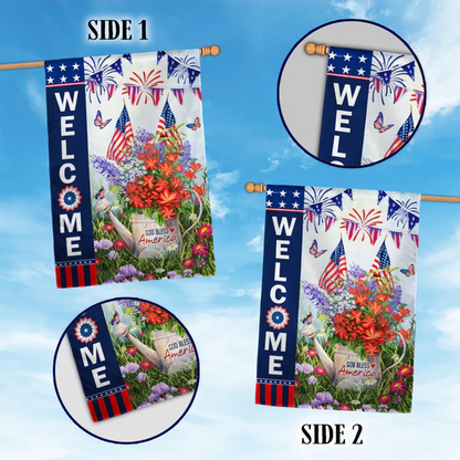 🌸 Floral Patriotic Garden Banner for Independence Day