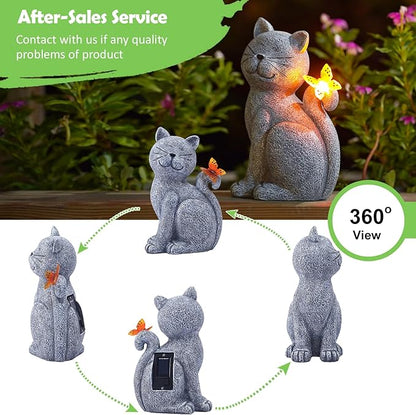 🌼 Handcrafted Solar Garden Cat 🐾 – Whimsical Outdoor Decoration