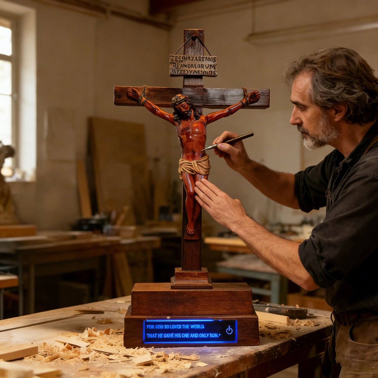 ✝️ Calvary Crucifix – Hand-Carved & Blessed