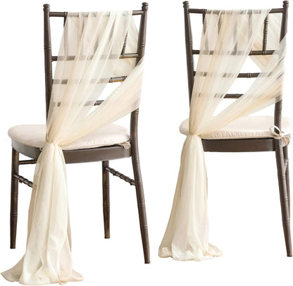 Wedding Chiffon Chair Sashes Cover Aisle Decorations Draping Fabric Wrinkle-Free with Tie