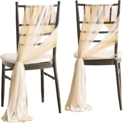 Wedding Chiffon Chair Sashes Cover Aisle Decorations Draping Fabric Wrinkle-Free with Tie